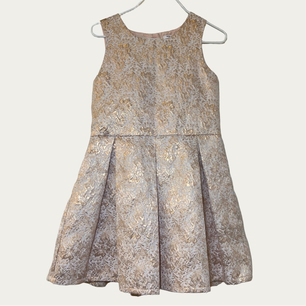 Carter's Elegant Gold and Cream Embossed‎ Floral Dress Girl’s 4T